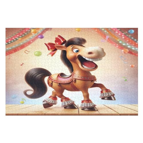 Holzpuzzles 1000 Teile Animal Pferd -Puzzle Für Jungen Und Mädchen, Schwierigkeitsgrad, Lernspiele, Familienspielzeug （75×50cm） von GGJJTT