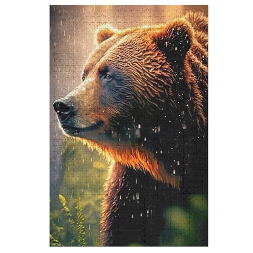 Holzpuzzles 1000 Teile Bär -Puzzle Für Jungen Und Mädchen, Schwierigkeitsgrad, Lernspiele, Familienspielzeug 78×53cm von GGJJTT
