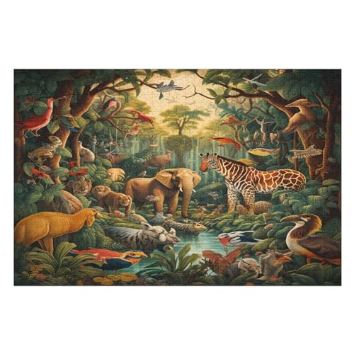 Holzpuzzles 1000 Teile Dschungeltiere -Puzzle Für Jungen Und Mädchen, Schwierigkeitsgrad, Lernspiele, Familienspielzeug 75×50cm Holzpuzzles 1000 Teile Dschungeltiere -Puzzle Für Jungen Und Mädchen, Schwierigkeitsgrad, Lernspiele, Familienspielzeug 75×50cm von GGJJTT