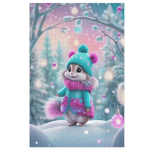 Holzpuzzles 1000 Teile Eichhörnchen -Puzzle Für Jungen Und Mädchen, Schwierigkeitsgrad, Lernspiele, Familienspielzeug （78×53cm） von GGJJTT