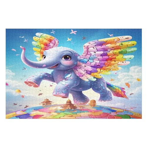 Holzpuzzles 1000 Teile Elefant -Puzzle Für Jungen Und Mädchen, Schwierigkeitsgrad, Lernspiele, Familienspielzeug （75×50cm） von GGJJTT