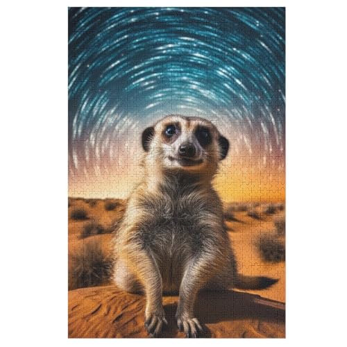 Holzpuzzles 1000 Teile Erdmännchen -Puzzle Für Jungen Und Mädchen, Schwierigkeitsgrad, Lernspiele, Familienspielzeug （78×53cm） von GGJJTT