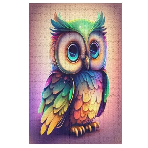 Holzpuzzles 1000 Teile Eule -Puzzle Für Jungen Und Mädchen, Schwierigkeitsgrad, Lernspiele, Familienspielzeug （78×53cm） von GGJJTT