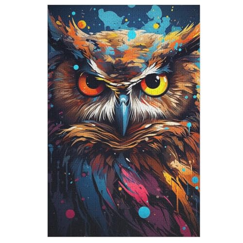 Holzpuzzles 1000 Teile Eule -Puzzle Für Jungen Und Mädchen, Schwierigkeitsgrad, Lernspiele, Familienspielzeug （78×53cm） von GGJJTT