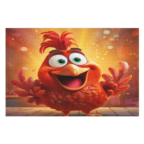 Holzpuzzles 1000 Teile Hahn -Puzzle Für Jungen Und Mädchen, Schwierigkeitsgrad, Lernspiele, Familienspielzeug （75×50cm） von GGJJTT
