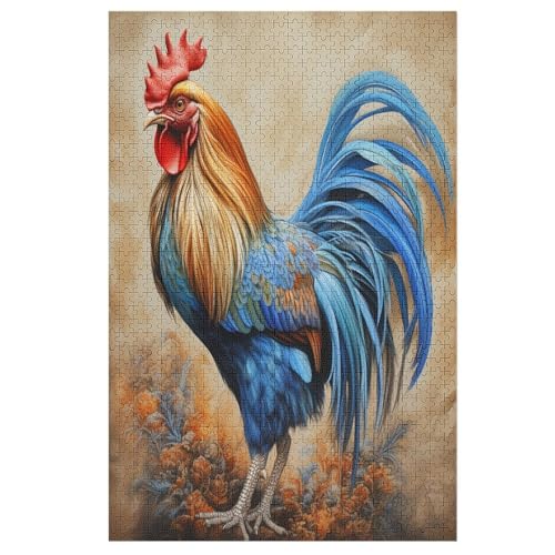 Holzpuzzles 1000 Teile Hahn -Puzzle Für Jungen Und Mädchen, Schwierigkeitsgrad, Lernspiele, Familienspielzeug （78×53cm） von GGJJTT