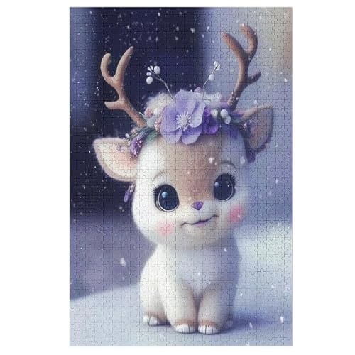 Holzpuzzles 1000 Teile Hirsch -Puzzle Für Jungen Und Mädchen, Schwierigkeitsgrad, Lernspiele, Familienspielzeug （78×53cm） von GGJJTT