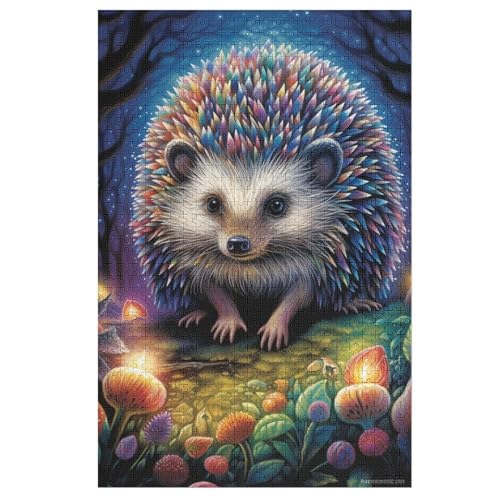 Holzpuzzles 1000 Teile Igel -Puzzle Für Jungen Und Mädchen, Schwierigkeitsgrad, Lernspiele, Familienspielzeug （78×53cm） von GGJJTT