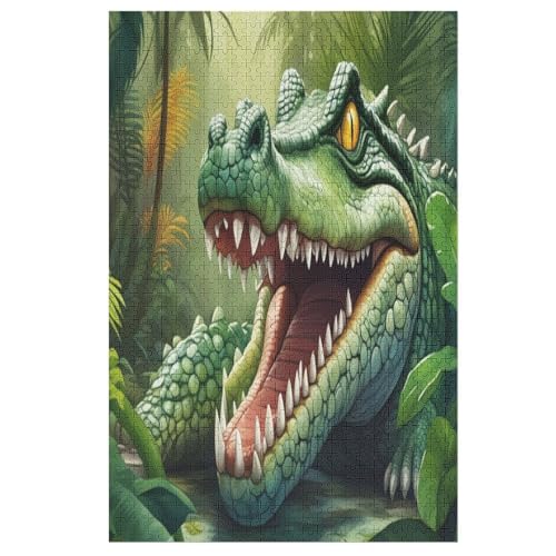 Holzpuzzles 1000 Teile Krokodil -Puzzle Für Jungen Und Mädchen, Schwierigkeitsgrad, Lernspiele, Familienspielzeug （78×53cm） von GGJJTT
