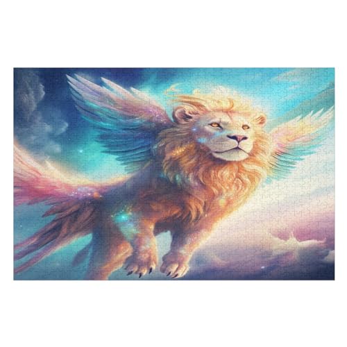 Holzpuzzles 1000 Teile Löwe -Puzzle Für Jungen Und Mädchen, Schwierigkeitsgrad, Lernspiele, Familienspielzeug （75×50cm） von GGJJTT