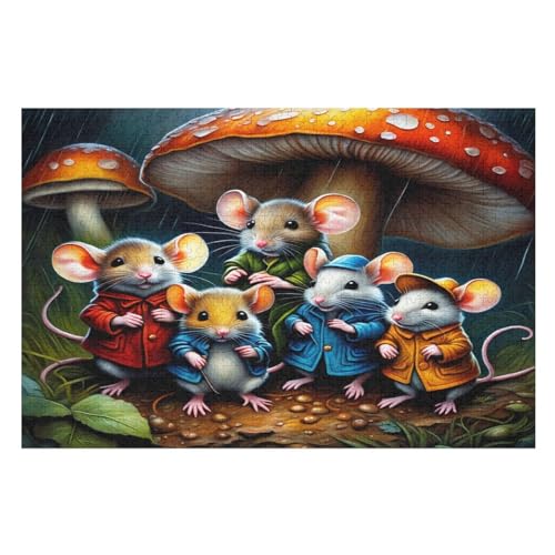 Holzpuzzles 1000 Teile Maus -Puzzle Für Jungen Und Mädchen, Schwierigkeitsgrad, Lernspiele, Familienspielzeug （75×50cm） von GGJJTT