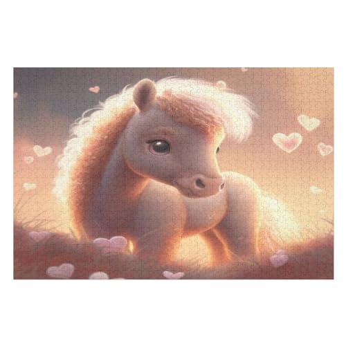 Holzpuzzles 1000 Teile Pferd -Puzzle Für Jungen Und Mädchen, Schwierigkeitsgrad, Lernspiele, Familienspielzeug （75×50cm） von GGJJTT