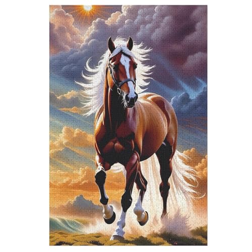 Holzpuzzles 1000 Teile Horse -Puzzle Für Jungen Und Mädchen, Schwierigkeitsgrad, Lernspiele, Familienspielzeug （78×53cm） von GGJJTT
