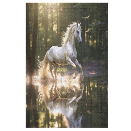 Holzpuzzles 1000 Teile Horse -Puzzle Für Jungen Und Mädchen, Schwierigkeitsgrad, Lernspiele, Familienspielzeug （78×53cm） von GGJJTT