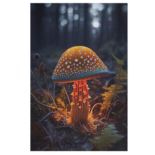 Holzpuzzles 1000 Teile Pilz -Puzzle Für Jungen Und Mädchen, Schwierigkeitsgrad, Lernspiele, Familienspielzeug （78×53cm） von GGJJTT