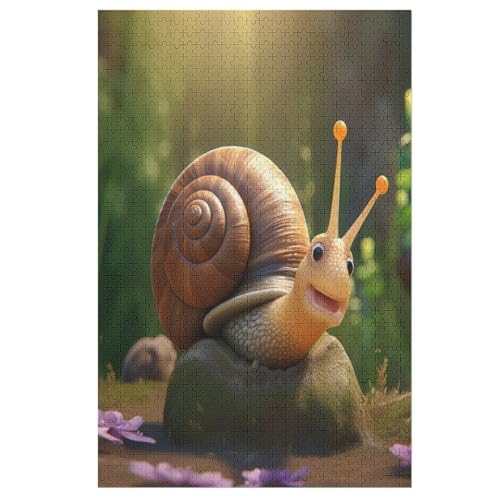 Holzpuzzles 1000 Teile Schnecken -Puzzle Für Jungen Und Mädchen, Schwierigkeitsgrad, Lernspiele, Familienspielzeug 78×53cm von GGJJTT