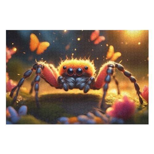 Holzpuzzles 1000 Teile Spinne -Puzzle Für Jungen Und Mädchen, Schwierigkeitsgrad, Lernspiele, Familienspielzeug （75×50cm） von GGJJTT