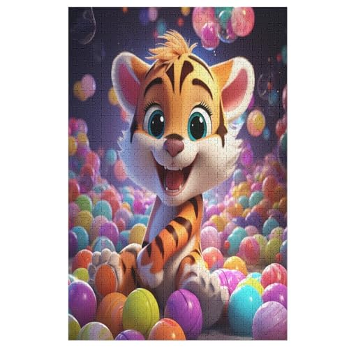 Holzpuzzles 1000 Teile Tiger -Puzzle Für Jungen Und Mädchen, Schwierigkeitsgrad, Lernspiele, Familienspielzeug （78×53cm） von GGJJTT
