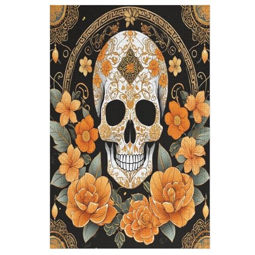 Holzpuzzles 1000 Teile Totenkopf -Puzzle Für Jungen Und Mädchen, Schwierigkeitsgrad, Lernspiele, Familienspielzeug 78×53cm von GGJJTT