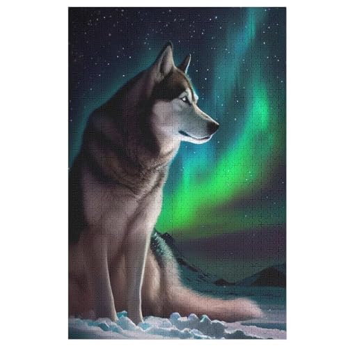 Holzpuzzles 1000 Teile Wolf -Puzzle Für Jungen Und Mädchen, Schwierigkeitsgrad, Lernspiele, Familienspielzeug （78×53cm） von GGJJTT