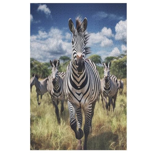 Holzpuzzles 1000 Teile Zebra -Puzzle Für Jungen Und Mädchen, Schwierigkeitsgrad, Lernspiele, Familienspielzeug 78×53cm von GGJJTT