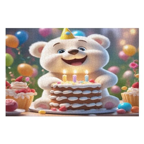 Holzpuzzles 1000 Teile süßer Bär -Puzzle Für Jungen Und Mädchen, Schwierigkeitsgrad, Lernspiele, Familienspielzeug 75×50cm von GGJJTT
