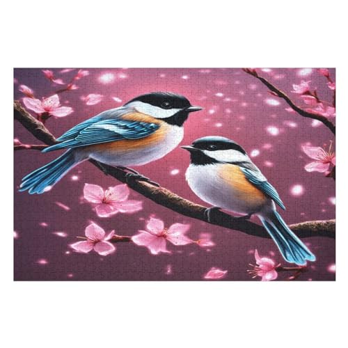 Holzpuzzles 1000 Teile süßer Vogel -Puzzle Für Jungen Und Mädchen, Schwierigkeitsgrad, Lernspiele, Familienspielzeug 75×50cm von GGJJTT