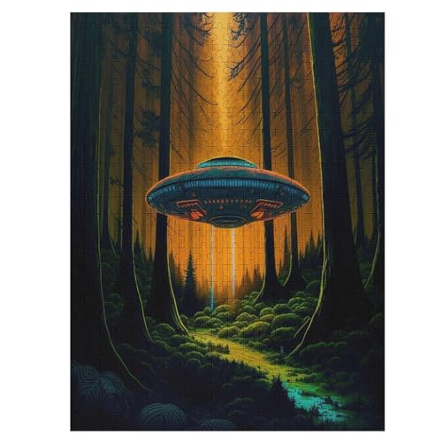 Holzpuzzles 500 Teile Außerirdisches Raumschiff -Puzzle Für Jungen Und Mädchen, Schwierigkeitsgrad, Lernspiele, Familienspielzeug （55×41cm） von GGJJTT