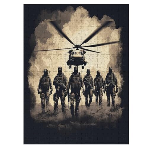 Holzpuzzles 500 Teile Hubschrauber -Puzzle Für Jungen Und Mädchen, Schwierigkeitsgrad, Lernspiele, Familienspielzeug （55×41cm） von GGJJTT
