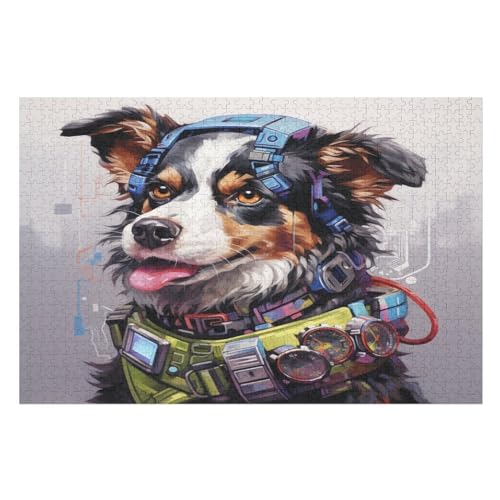 Hund Puzzle Für Erwachsene 1000 Teile Premium 100% Recyceltes Brett Zum Lernen, Lernspielzeug, Familienspiele Kinder Holzpuzzle （75×50cm） von GGJJTT