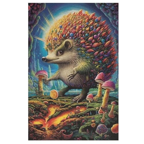 Igel Holzpuzzle 1000 Teile Klassische Puzzles Erwachsene Kinder Puzzle DIY Kit Holzspielzeug Einzigartiges Geschenk 78×53cm von GGJJTT