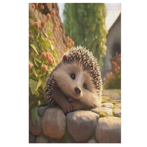 Igel -Puzzle, 1000 Teile,Holzpuzzle Für Erwachsene Kinder, Lustiges Spielzeug, Denkspiel, Bildungsspiel, （78×53cm） von GGJJTT