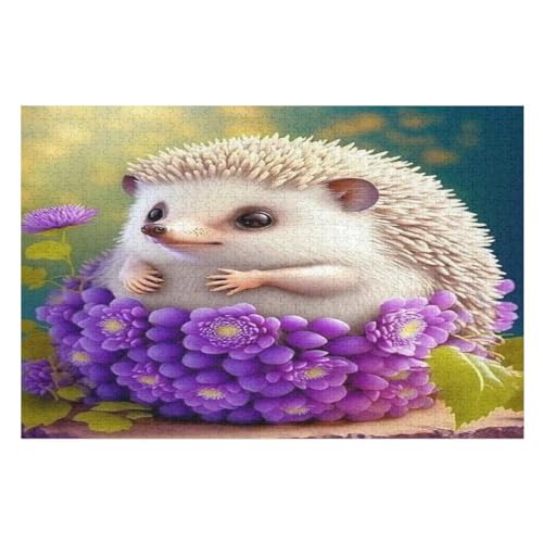 Igel -Puzzle, 1000 Teile,Holzpuzzle Für Erwachsene Kinder, Lustiges Spielzeug, Denkspiel, Spielzeug, Bildungsspiel, Herausforderung, Pädagogisch, （75×50cm） von GGJJTT
