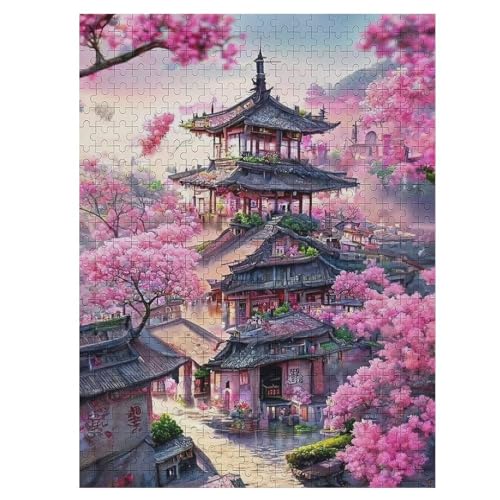 Japan Style 500 Teile Puzzle Für Erwachsene, Herausforderung Puzzles - Familienpuzzle Verringerter Druck Schwieriges Puzzle Rahmen Holzpuzzle Für Erwachsene Kinder 12+ （55×41cm） von GGJJTT
