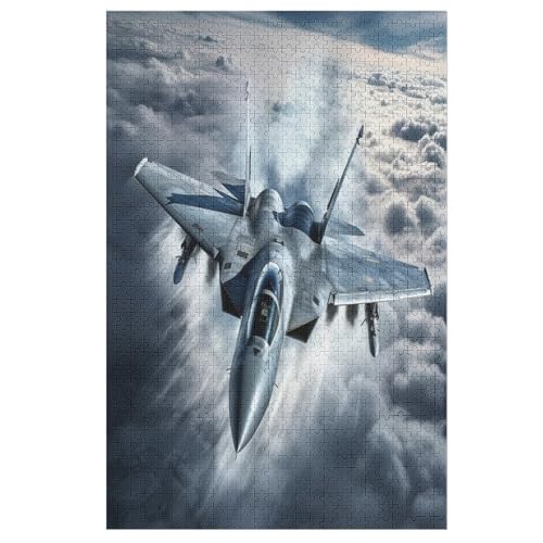 Kampfflugzeug Puzzle 1000 Teile,Holzpuzzle Herausforderndes GesKükenlichkeitsspiel,Kinder Erwachsenenpuzzle Ab 12 Jahren 78×53cm von GGJJTT