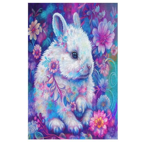 Kaninchen 1000 Teile Puzzle Für Erwachsene, Herausforderung Puzzles - Familienpuzzle Verringerter Druck Schwieriges Puzzle Rahmen Holzpuzzle Für Erwachsene Kinder 12+ （78×53cm） von GGJJTT