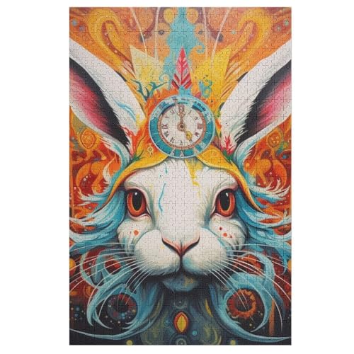 Kaninchen Holzpuzzle 1000 Teile Klassische Puzzles Erwachsene Kinder Puzzle DIY Kit Holzspielzeug Einzigartiges Geschenk 78×53cm von GGJJTT