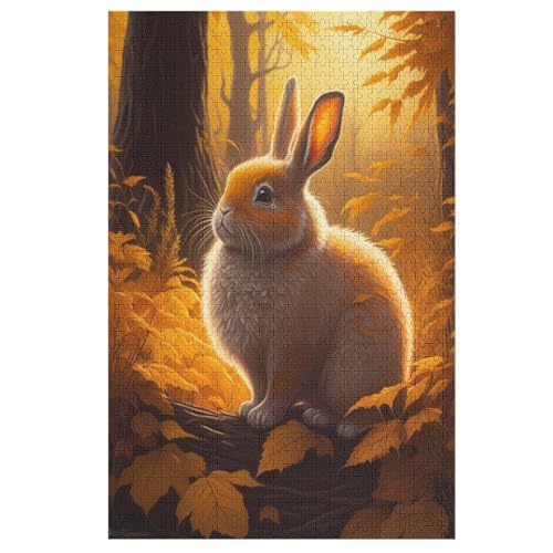 Kaninchen Puzzle 1000 Teile, Holzpuzzle Herausforderndes Geschicklichkeitsspiel Für Kinder Erwachsenenpuzzle Ab 12 Jahren （78×53cm） von GGJJTT