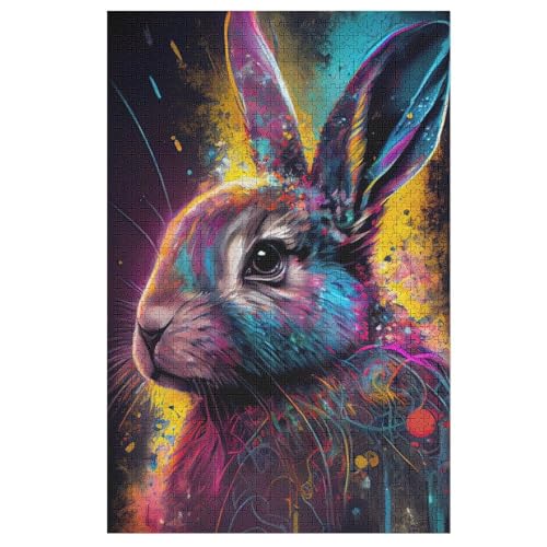 Kaninchen Puzzle Für Erwachsene 1000 Teile Premium 100% Recyceltes Brett Zum Lernen, Lernspielzeug, Familienspiele Kinder Holzpuzzle （78×53cm） von GGJJTT