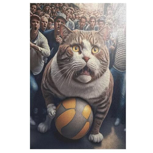 Katze 1000 Teile Holzpuzzle,einzigartiges Puzzle, Geschenk Für Erwachsene,Familienspiel,Herausforderungsaktivität,78×53cm von GGJJTT