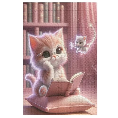 Katze Holzpuzzle 1000 Stück Puzzles Für Erwachsene Teenager Stress Abbauen Familien-Puzzlespiel Poster 1000-teiliges Puzzle Kinder Lernspiel Spielzeug Geschenk （78×53cm） von GGJJTT
