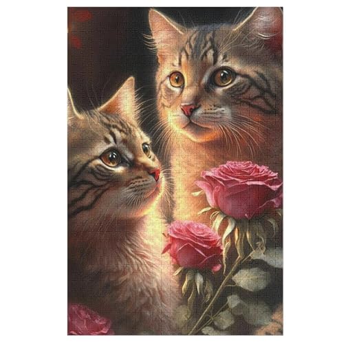 Katze -Puzzle, 1000 Teile,Holzpuzzle Für Erwachsene Kinder, Lustiges Spielzeug, Denkspiel, Bildungsspiel, （78×53cm） von GGJJTT