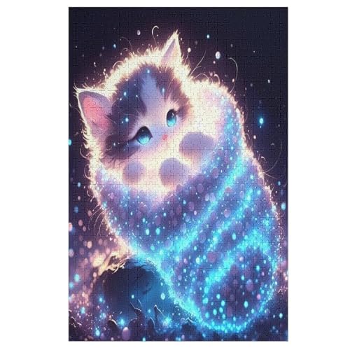 Katze Puzzle Für Erwachsene 1000 Teile Premium 100% Recyceltes Brett Zum Lernen, Lernspielzeug, Familienspiele Kinder Holzpuzzle （78×53cm） von GGJJTT