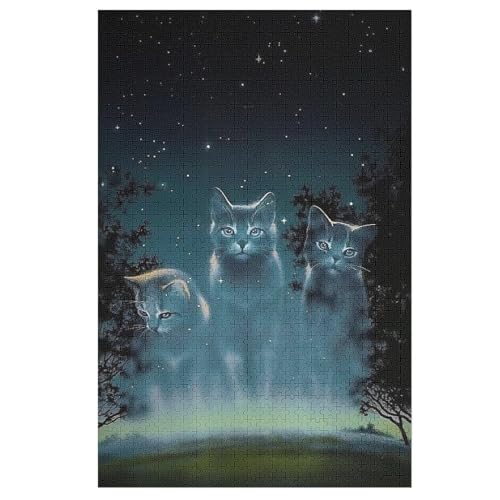 Katze Puzzle Für Erwachsene 1000 Teile Premium 100% Recyceltes Brett Zum Lernen, Lernspielzeug, Familienspiele Kinder Holzpuzzle （78×53cm） von GGJJTT