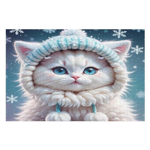 Katze Puzzles 1000 Teile Erwachsener Kniffel Spaß Für Die Ganze Familie, Holzpuzzle Kinder Erwachsene, Impossible Puzzle Schwer 75×50cm von GGJJTT