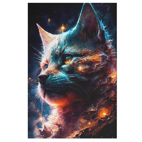 Katze Puzzles 1000 Teile Erwachsener Kniffel Spaß Für Die Ganze Familie, Holzpuzzle Kinder Erwachsene, Impossible Puzzle Schwer 78×53cm von GGJJTT