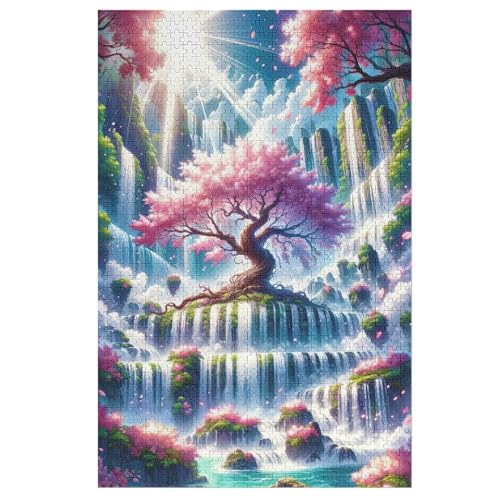 Kirsche Tree Japan Art – Puzzle 1000 Teile, Holzpuzzle, Herausforderndes Geschicklichkeitsspiel Für Die Ganze Familie, Kinder Erwachsenenpuzzle Ab 12 Jahren （78×53cm） von GGJJTT