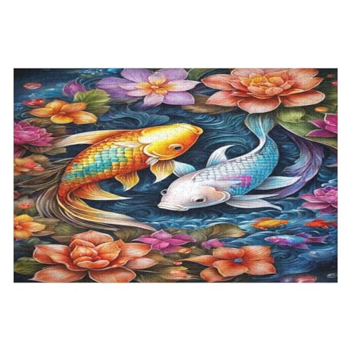 Koi Fisch Holzpuzzle 1000 Teile, Knobelspiele Für Erwachsene, Teenager, Puzzles Unmögliche - Kinder Puzzle Zimmer Deko 75×50cm Koi Fisch Holzpuzzle 1000 Teile, Knobelspiele Für Erwachsene, Teenager, Puzzles Unmögliche - Kinder Puzzle Zimmer Deko 75×50cm von GGJJTT