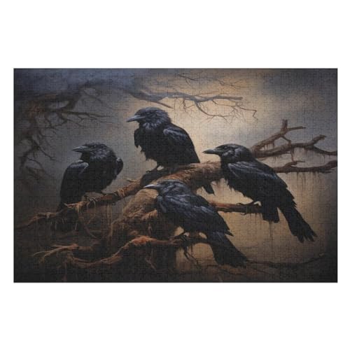 Krähe -Puzzle, 1000 Teile,Holzpuzzle Für Erwachsene Kinder, Lustiges Spielzeug, Denkspiel, Spielzeug, Bildungsspiel, Herausforderung, Pädagogisch, （75×50cm） von GGJJTT