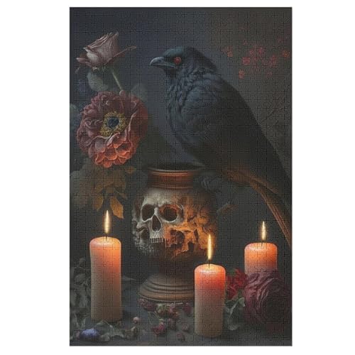 Krähe Puzzle Für Erwachsene 1000 Teile Premium 100% Recyceltes Brett Zum Lernen, Lernspielzeug, Familienspiele Kinder Holzpuzzle （78×53cm） von GGJJTT